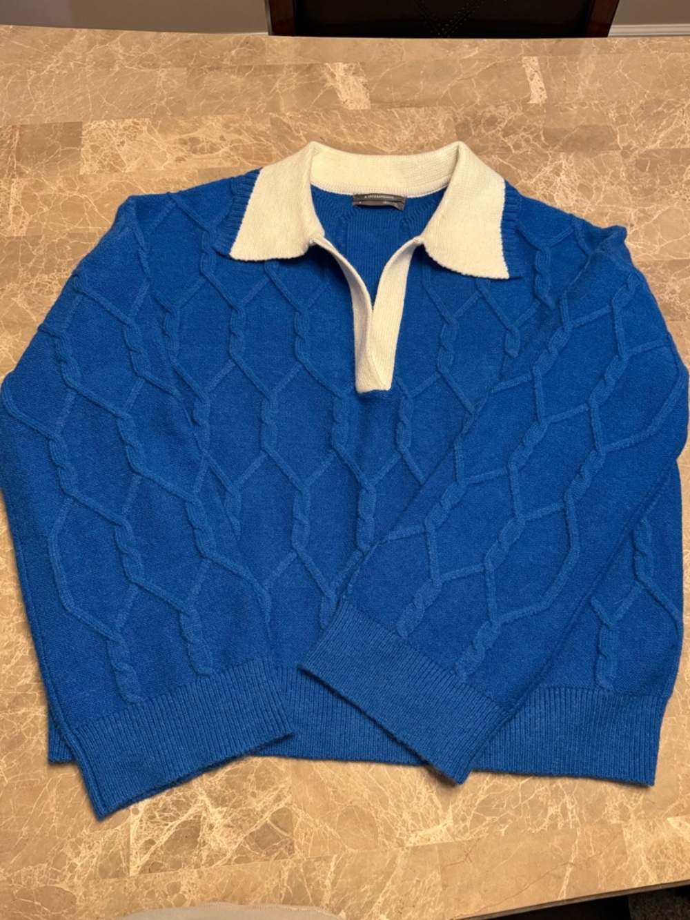 By Anthropologie V-Neck Collared Cable Sweater medium - Picture 5 of 11